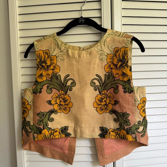 FARM Rio arabesque Floral Crop Top - Yellow and Green - Picture 1 of 5